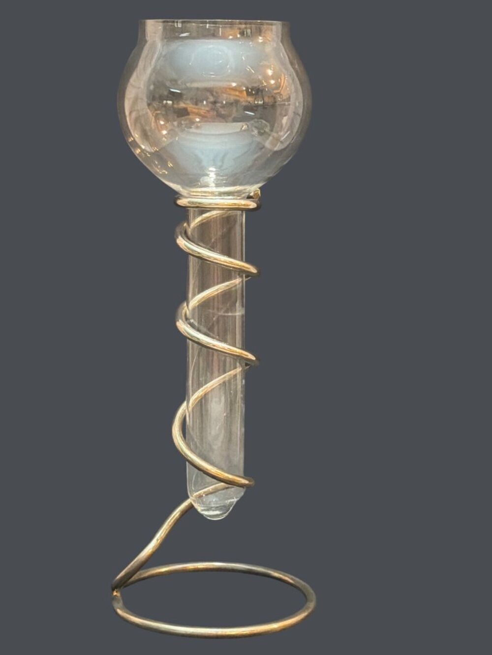 Floating Taper Candle Holder Glass Silver Tone Spiral Wedding Centerpiece VTG